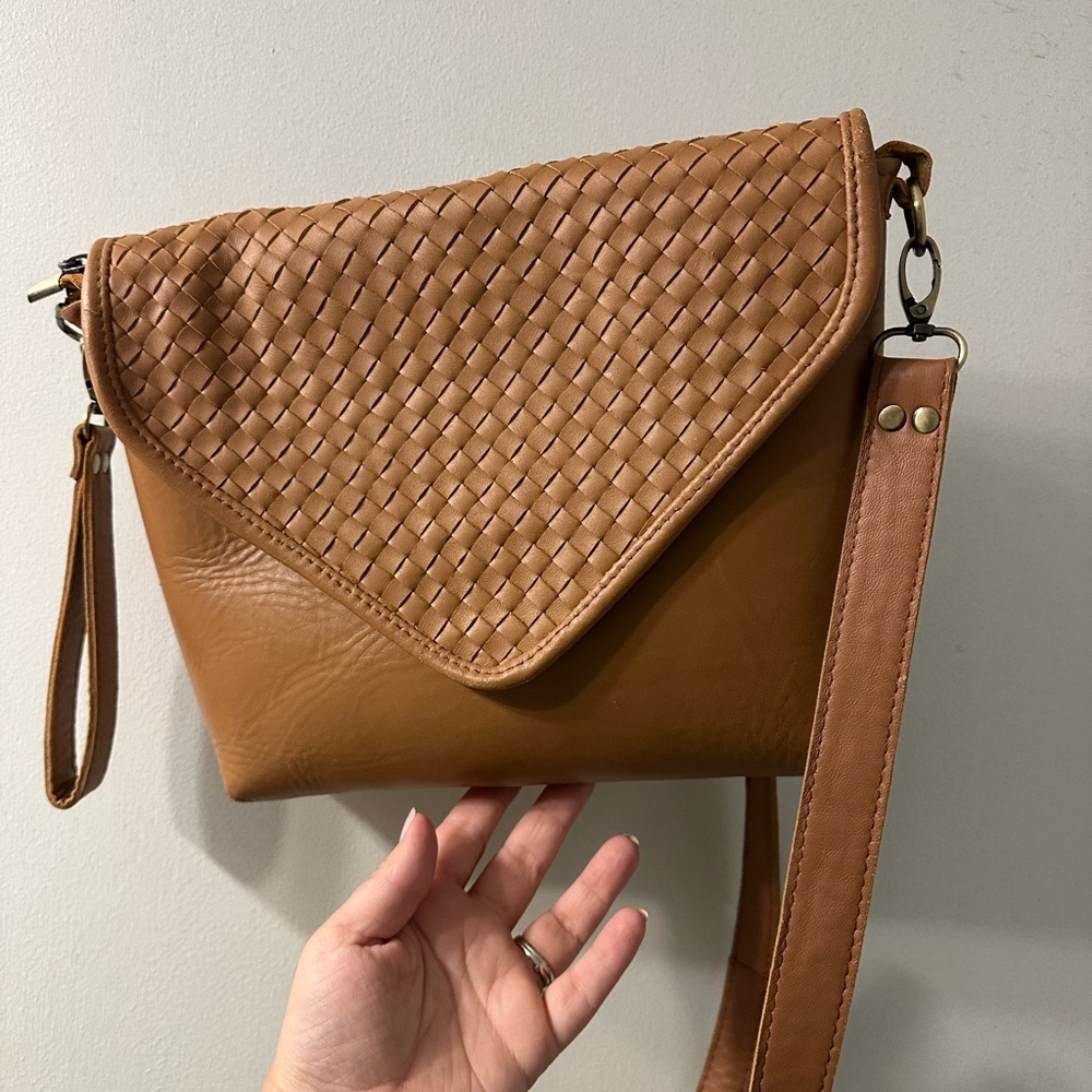 Fair Trade saddle brown leather Crossbody Bag